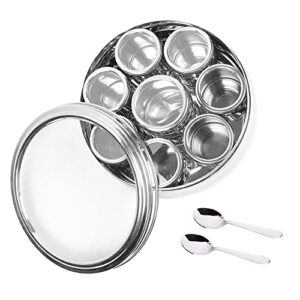 Satre Online and Marketing Transparent Stainless Steel Spice Box with Containers Set of 8pcs