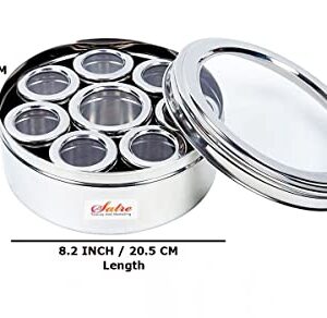 Satre Online and Marketing Transparent Stainless Steel Spice Box with Containers Set of 8pcs