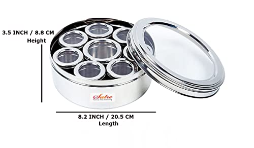 Satre Online and Marketing Transparent Stainless Steel Spice Box with Containers Set of 8pcs