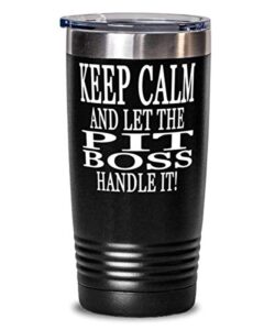 pit boss 20oz black tumbler - keep calm and let the pit boss handle it!