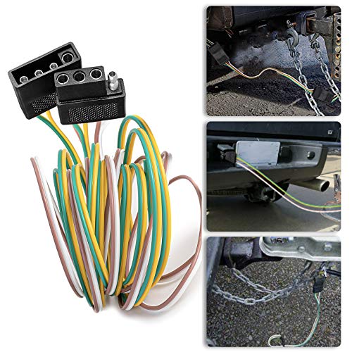 CZC AUTO 4 Pin Trailer Light Wire Harness Extension 18 Gauge 4-Way Flat Wiring Connector, 25ft, for Trailer Boat Car RV Truck