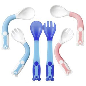 pandaear baby bendable utensils spoons| training learning feeding for kids toddlers children and infants| bpa free 3 sets| great gift set | easy grip fork tableware