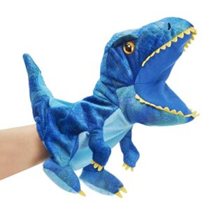 specialyou plush dinosaur hand puppets with working mouth for imaginative play t-rex stuffed toy for toddler kids on christmas halloween birthday, 10’’