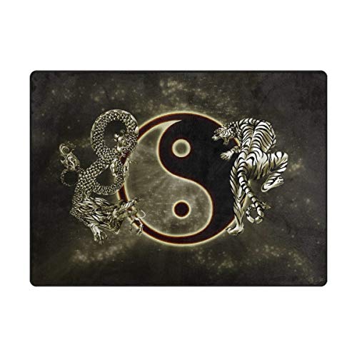 ALAZA Chinese Dragon Bagua Yin Yang Rugs, 5x4 Area Rug for Living Room Bedroom Decoration