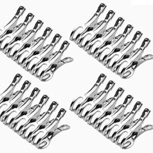 Pealeep 24 Pack 3.54 Inch Beach Towel Clips Clamps Stainless Steel,Giant Clothes Pins,Windproof Clips Clothes Pin Hanger,Metal Clip