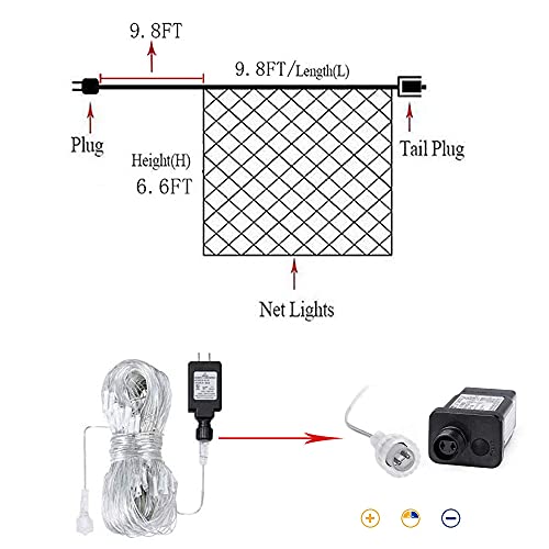 LEYOYO LED Net Lights Outdoor Mesh Lights, 8 Modes 200 Led 6.6ft x 9.8ft Christmas Net Lights for Bedroom, Christmas Trees, Bushes, Wedding, Garden, Outdoor Decorations (Warm White)