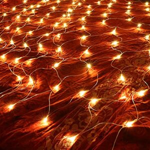 leyoyo led net lights outdoor mesh lights, 8 modes 200 led 6.6ft x 9.8ft christmas net lights for bedroom, christmas trees, bushes, wedding, garden, outdoor decorations (warm white)