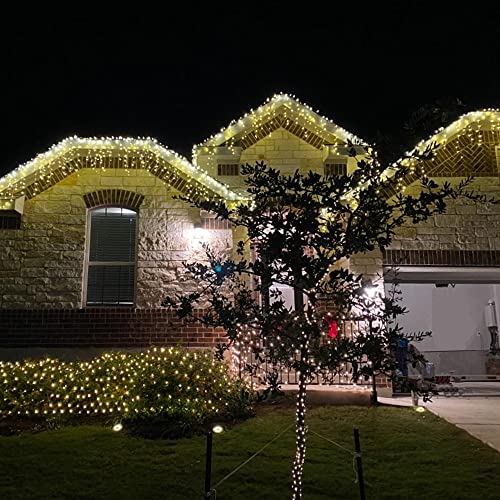 LEYOYO LED Net Lights Outdoor Mesh Lights, 8 Modes 200 Led 6.6ft x 9.8ft Christmas Net Lights for Bedroom, Christmas Trees, Bushes, Wedding, Garden, Outdoor Decorations (Warm White)