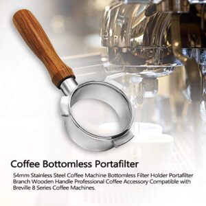 Bottomless Portafilter 54mm, Bottomless Naked Portafilter Compatible with Breville 8 Series and 54mm Breville Machines