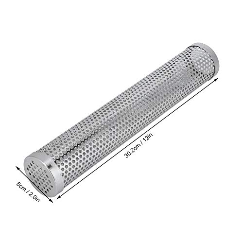 Grill Smoker Tube, Durable Portable BBQ Smoker, 12in Stainless Steel Hexagonal, Round for Charcoal Grill Electric Grill Gas Grill(Round)