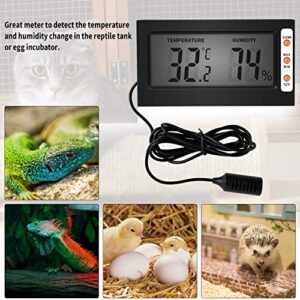 Simple Deluxe Digital Thermometer and Hygrometer with Humidity Probe for Reptile Tank/Egg Incubator Easy to Read, Thermo&Hygro Meter, Black