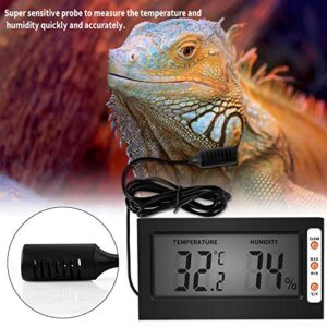 Simple Deluxe Digital Thermometer and Hygrometer with Humidity Probe for Reptile Tank/Egg Incubator Easy to Read, Thermo&Hygro Meter, Black