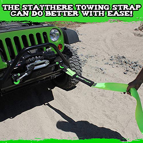 Stay There 3'' × 30ft Heavy Duty Tow Strap Recovery Kit with 35,000 lb Capacity-Emergency Towing Rope + 3/4 Heavy Duty D Ring Shackles (2pcs) + Storage Bag