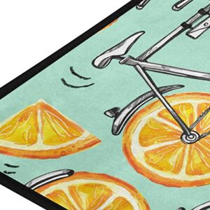 ALAZA Kitchen Mats for Floor, Yellow Lemon Kitchen Rug Doormat for Kitchen Bathroom Decor 39 x 20 Inch Bicycles with Orange Wheels