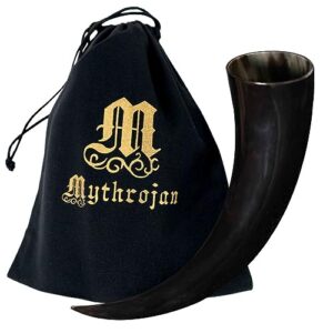 mythrojan viking drinking horn authentic medieval inspired viking wine/mead mug 150ml