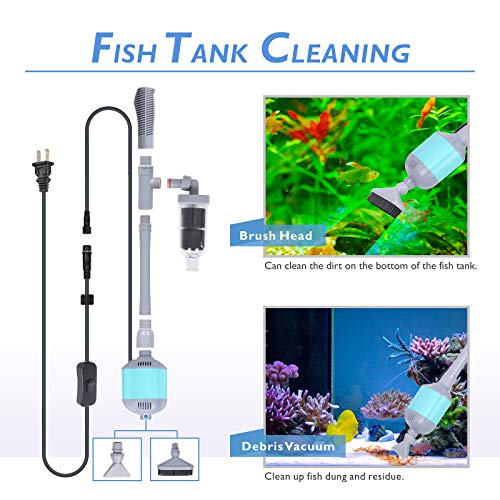 hygger 360GPH Electric Aquarium Gravel Cleaner, 5 in 1 Automatic Fish Tank Cleaning Tool Set Vacuum Water Changer Sand Washer Filter Siphon Adjustable Length 15W