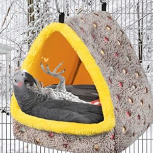 MEWTOGO Large Winter Warm Bird Nest House, Comfortable Bird Bed for Cage with Mat, Hanging Hammock Shed Hideaway Hut for Macaws African Grey Amazon Parrots Lovebird Parakeets