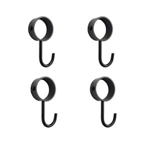 fytrondy black edition stainless steel adjustable j typed hooks , tube rod hooks, bathroom wardrobe pipe hanger(1 inch , 4 pack)