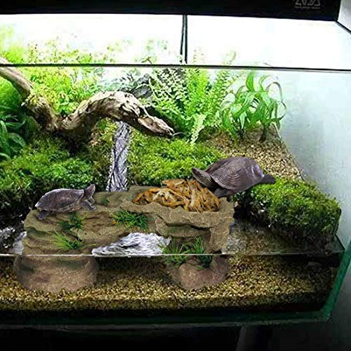 PINVNBY Turtle Basking Platform,Tortoise Resin Dock Resting Rock Reptile Habitat Ornament Hiding Cave Floating Ledge Aquarium Decoration for Bearded Dragons,Lizard,Newts,Frogs