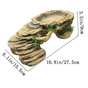 PINVNBY Turtle Basking Platform,Tortoise Resin Dock Resting Rock Reptile Habitat Ornament Hiding Cave Floating Ledge Aquarium Decoration for Bearded Dragons,Lizard,Newts,Frogs