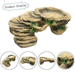 PINVNBY Turtle Basking Platform,Tortoise Resin Dock Resting Rock Reptile Habitat Ornament Hiding Cave Floating Ledge Aquarium Decoration for Bearded Dragons,Lizard,Newts,Frogs