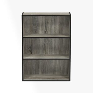 Furinno Pasir 3-Tier Open Shelf Bookcase, French Oak Grey & Basic 3x2 Bookcase Storage, 3 X 2, French Oak Grey/Black