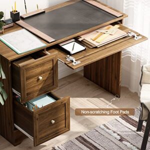 Tangkula Computer Desk with 3 Drawers, Wooden Home Office Desk PC Laptop Notebook Desk, Compact Study Desk Writing Desk, Computer Workstation Ideal for Home & Office