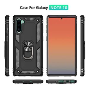 Samsung Galaxy Note 10 Case, Note10 Case with HD Screen Protectors, Androgate Military-Grade Metal Ring Holder Kickstand 15ft Drop Tested Shockproof Cover Case for Samsung Note 10 (2019) Black