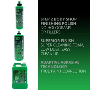 3D AAT 502 Finishing Polish - 8oz - Step 2 Body Shop Finishing Polish - No Holograms or Fillers - Superior Finish - Low Dust, Easy Clean Up - Adaptive Abrasive Technology