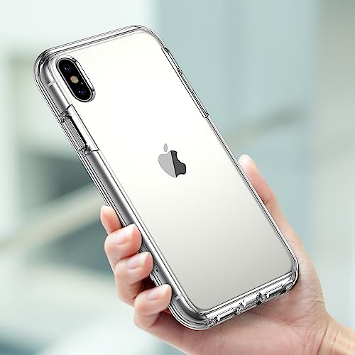 COOLQO Compatible for iPhone X/XS Case 5.8 Inch, [Dual Layer] [2 pcs Tempered Glass Screen Protector] [14 FT Military Grade Drop Protection] 360 Full Body Heavy Duty Shockproof Phone Cover, Clear