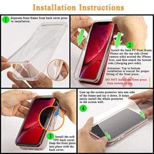 COOLQO Compatible for iPhone X/XS Case 5.8 Inch, [Dual Layer] [2 pcs Tempered Glass Screen Protector] [14 FT Military Grade Drop Protection] 360 Full Body Heavy Duty Shockproof Phone Cover, Clear