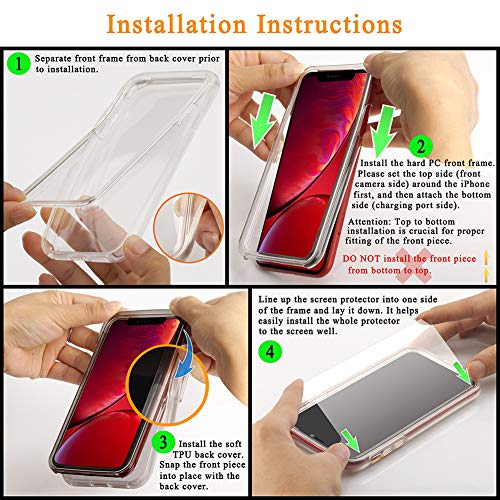 COOLQO Compatible for iPhone X/XS Case 5.8 Inch, [Dual Layer] [2 pcs Tempered Glass Screen Protector] [14 FT Military Grade Drop Protection] 360 Full Body Heavy Duty Shockproof Phone Cover, Clear