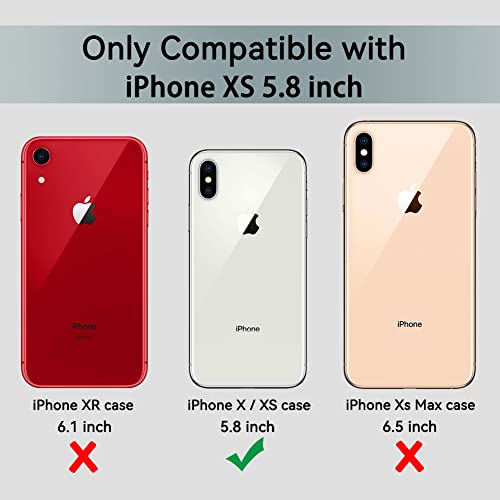 COOLQO Compatible for iPhone X/XS Case 5.8 Inch, [Dual Layer] [2 pcs Tempered Glass Screen Protector] [14 FT Military Grade Drop Protection] 360 Full Body Heavy Duty Shockproof Phone Cover, Clear