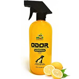 lots of lemon - pet odor eliminator for home - professional strength citrus infused enzyme powered urine odor eliminator for carpet, furniture, hardwood floors & rugs - small dogs