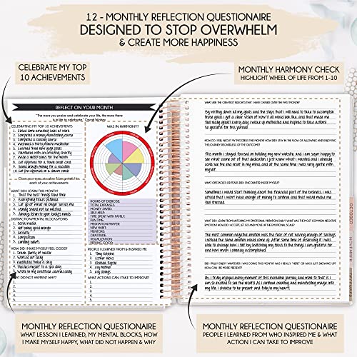 Manifestation Planner - Undated Deluxe Weekly & Monthly Life Planner to Achieve Your Goals. A 12 Month Journey to Increase Productivity, Organizer & Gratitude Journal and Stickers