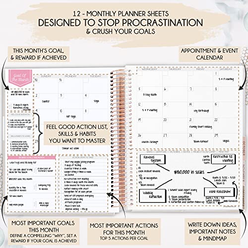 Manifestation Planner - Undated Deluxe Weekly & Monthly Life Planner to Achieve Your Goals. A 12 Month Journey to Increase Productivity, Organizer & Gratitude Journal and Stickers