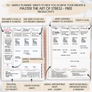 Manifestation Planner - Undated Deluxe Weekly & Monthly Life Planner to Achieve Your Goals. A 12 Month Journey to Increase Productivity, Organizer & Gratitude Journal and Stickers