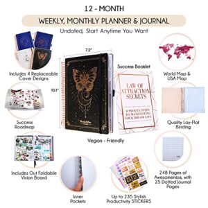 Manifestation Planner - Undated Deluxe Weekly & Monthly Life Planner to Achieve Your Goals. A 12 Month Journey to Increase Productivity, Organizer & Gratitude Journal and Stickers