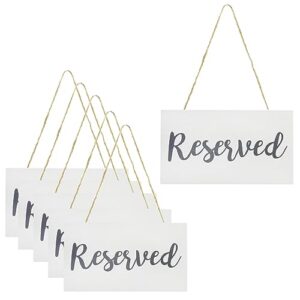 darware hanging wooden reserved signs (6-pack, white); rustic style wood signs for weddings, special events, and functions