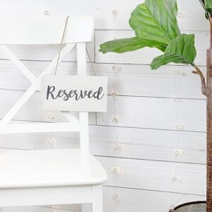 Darware Hanging Wooden Reserved Signs (6-Pack, White); Rustic Style Wood Signs for Weddings, Special Events, and Functions