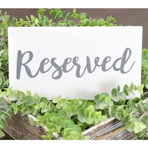 Darware Hanging Wooden Reserved Signs (6-Pack, White); Rustic Style Wood Signs for Weddings, Special Events, and Functions
