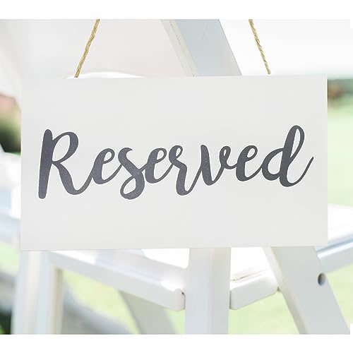 Darware Hanging Wooden Reserved Signs (6-Pack, White); Rustic Style Wood Signs for Weddings, Special Events, and Functions