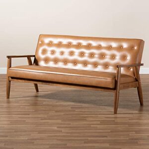 Baxton Studio Sorrento Sofas, Tan/Walnut Brown