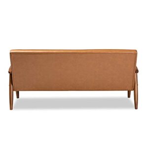 Baxton Studio Sorrento Sofas, Tan/Walnut Brown