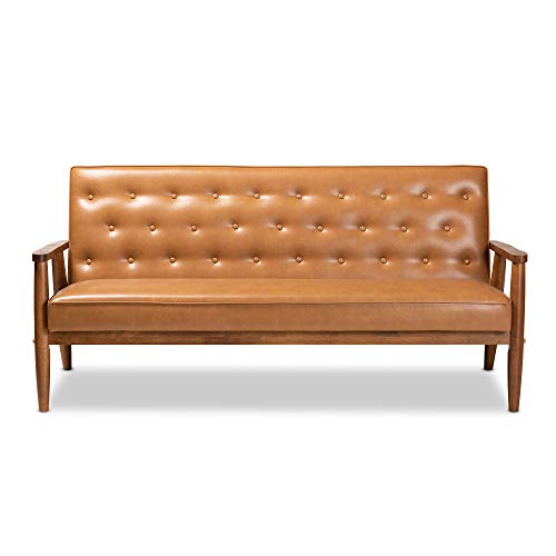 Baxton Studio Sorrento Sofas, Tan/Walnut Brown