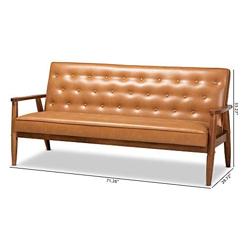 Baxton Studio Sorrento Sofas, Tan/Walnut Brown