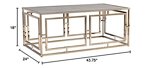 SEI Furniture Simondley Cocktail Table, 24D x 43.75W x 18H in, Champagne w/Faux Marble