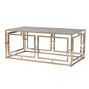 sei furniture simondley cocktail table, 24d x 43.75w x 18h in, champagne w/faux marble
