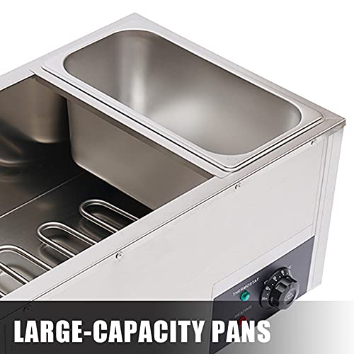 3Pan Commercial Food Warmer 850W Electric Steam Table Countertop Food Warmer 3 Pot Hot Well, for Catering and Restaurants 3*7L Stainless Steel Durable 110V