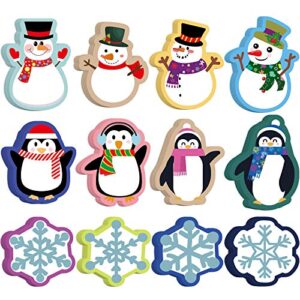 60 pieces christmas cut-outs winter colorful mix cut-outs penguins snowflakes snowman cutouts with 120 pieces adhesive dots for bulletin board classroom school birthday theme party holiday decor